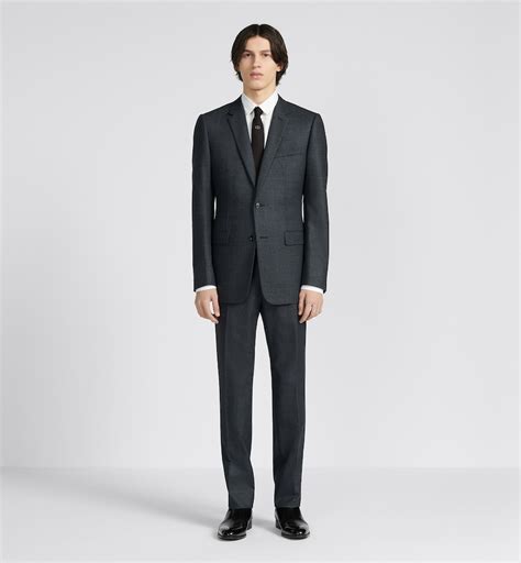 Classic Suit Anthracite Gray Super 130s Virgin Wool Canvas with 